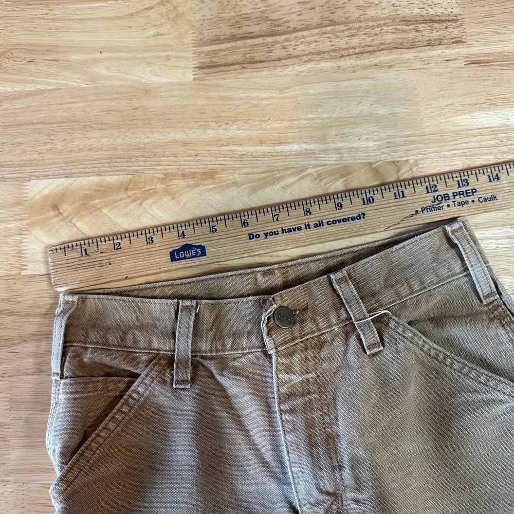 Carhartt Carpenter Pants Brown Canvas adjustable waist Boys 12 (26x25.5)